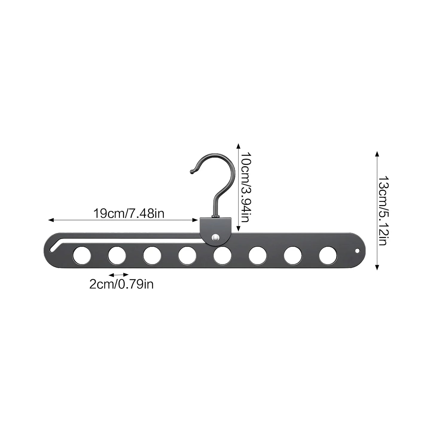 Foldable closet hanger detail view