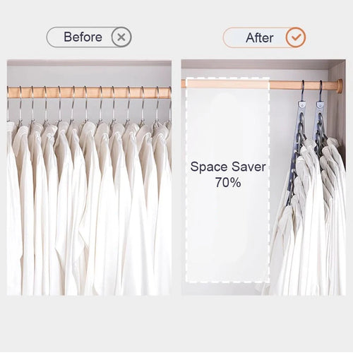 Foldable space-saving closet hanger with 8 hooks